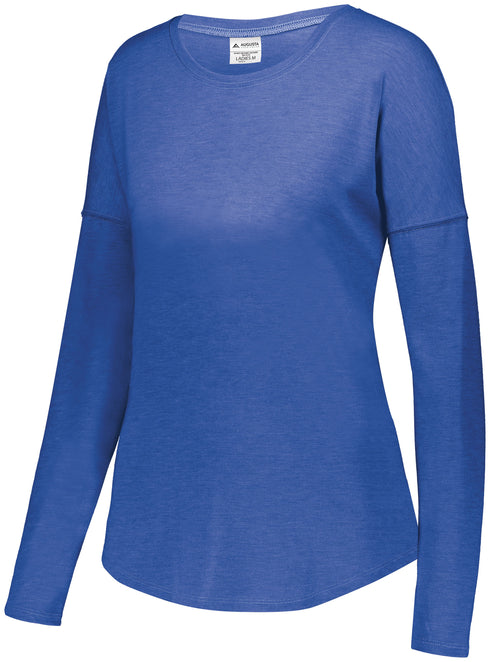 Augusta Sportswear Ladies Lux Tri-Blend Long Sleeve Tee (3077), Color 'Royal Heather'