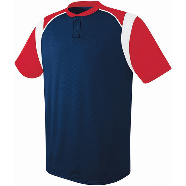 Augusta Sportswear Youth Wildcard Two-Button Jersey (312201), Color 'Navy/Scarlet/White'