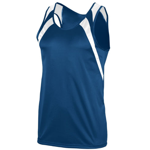 Augusta Sportswear Youth Wicking Tank With Shoulder Insert (312-C), Color 'Navy/White'