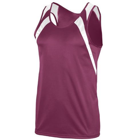 Augusta Sportswear Youth Wicking Tank With Shoulder Insert (312-C), Color 'Maroon/White'