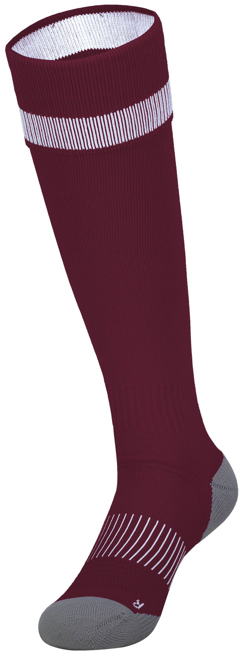 High Five Impact+ Soccer Sock (329120), Color 'Maroon/White/Graphite'