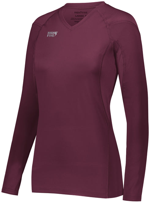 High Five Girls TruHit Long Sleeve Jersey (342213), Color 'Maroon (Hlw)'