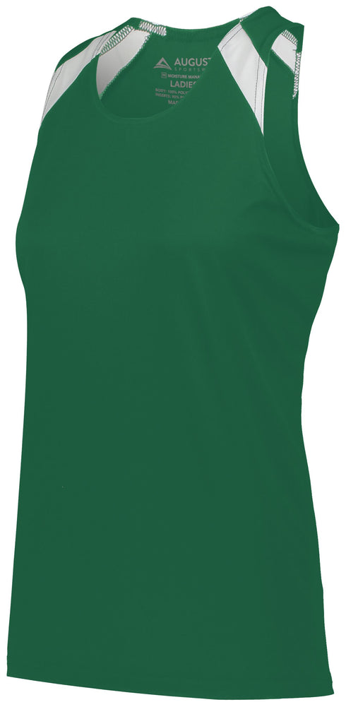 Augusta Sportswear Ladies Overspeed Track Jersey (348), Color 'Dark Green/White'