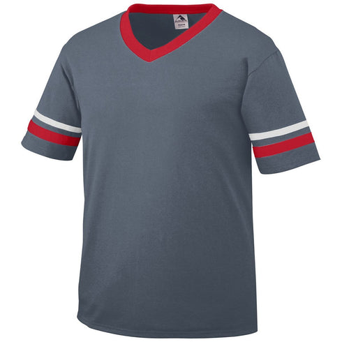 Augusta Sportswear Sleeve Stripe Jersey (360), Color 'Graphite/Red/White'