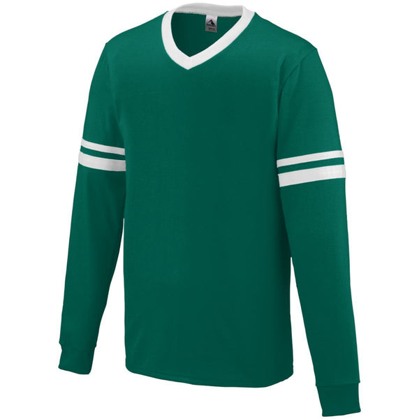 Augusta Sportswear Long Sleeve Stripe Jersey (372-C), Color 'Dark Green/White'