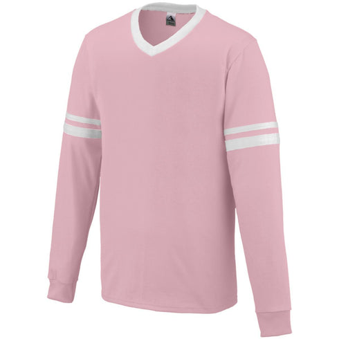 Augusta Sportswear Long Sleeve Stripe Jersey (372-C), Color 'Light Pink/White'
