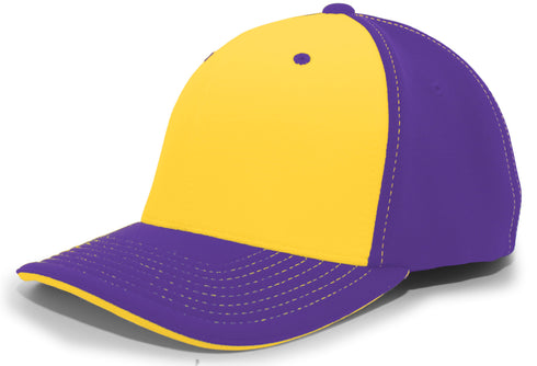 Pacific Headwear M2 Performance Contrast Flexfit® Cap (398F), Color 'GoldPurplePurple'