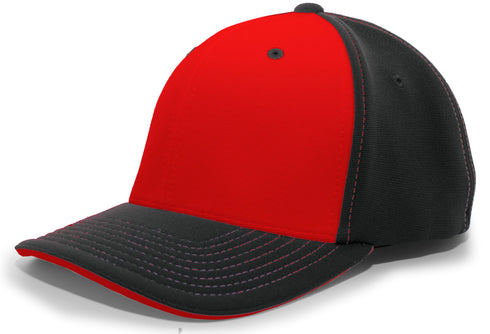 Pacific Headwear M2 Performance Contrast Flexfit® Cap (398F), Color 'CardinalBlackBlack'