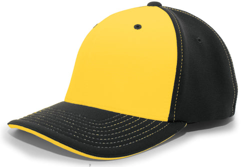 Pacific Headwear M2 Performance Contrast Flexfit® Cap (398F), Color 'GoldBlackBlack'