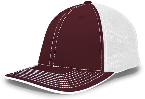 Pacific Headwear Trucker Flexfit® Cap, Size XS (404M), Color 'MaroonWhite'