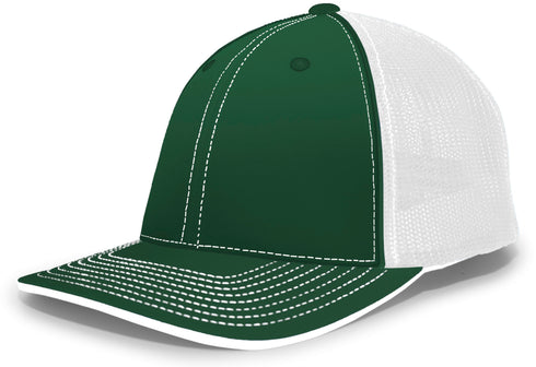 Pacific Headwear Trucker Flexfit® Cap, Size L/XL (404M), Color 'DarkGreenWhite'