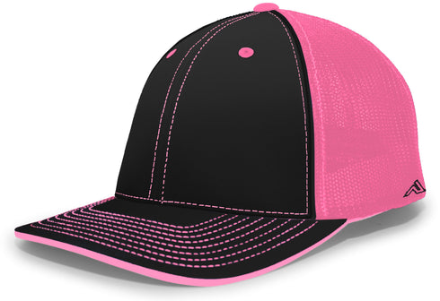 Pacific Headwear Trucker Flexfit® Cap, Size L/XL (404M), Color 'BlackPinkBlack'