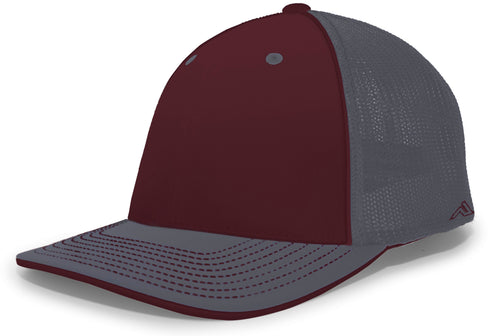 Pacific Headwear Trucker Flexfit® Cap, Size XS (404M), Color 'MaroonGraphiteGraphite'