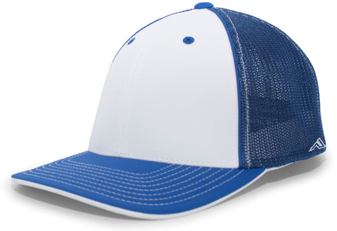 Pacific Headwear Trucker Flexfit® Cap, Size S/M (404M), Color 'WhiteRoyalRoyal'