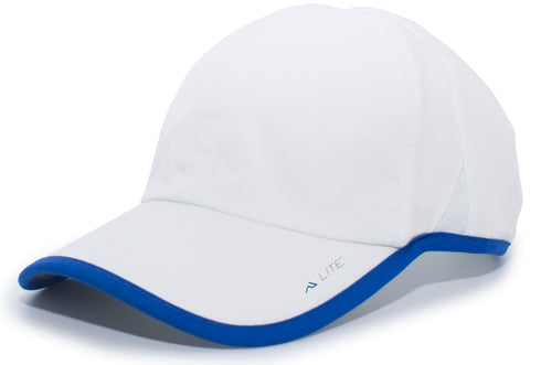 Pacific Headwear Lite Series Active Hook-And-Loop Adjustable Cap (410L), Color 'WhiteRoyal'
