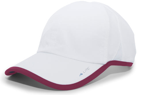Pacific Headwear Lite Series Active Hook-And-Loop Adjustable Cap (410L), Color 'WhiteMaroon'