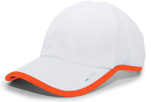 Pacific Headwear Lite Series Active Hook-And-Loop Adjustable Cap (410L), Color 'WhiteOrange'
