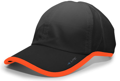 Pacific Headwear Lite Series Active Hook-And-Loop Adjustable Cap (410L), Color 'BlackOrange'