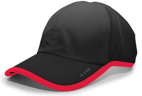 Pacific Headwear Lite Series Active Hook-And-Loop Adjustable Cap (410L), Color 'BlackRed'