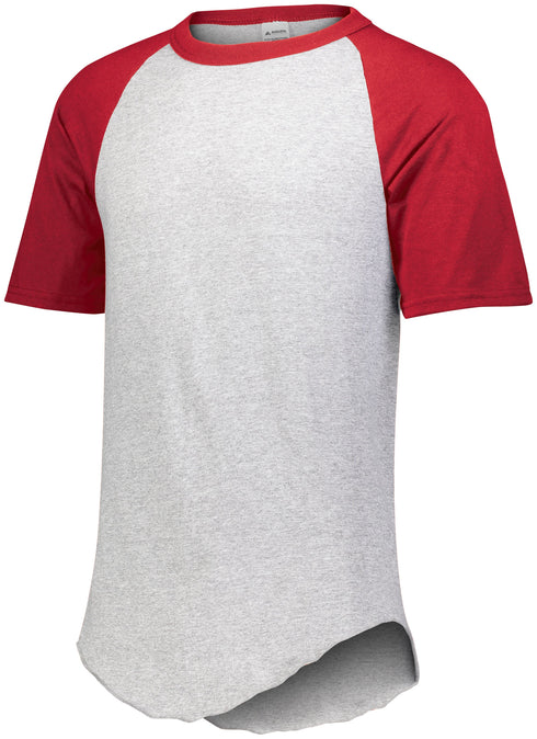Augusta Sportswear Short Sleeve Baseball Jersey (423), Color 'Athletic Heather/Red'