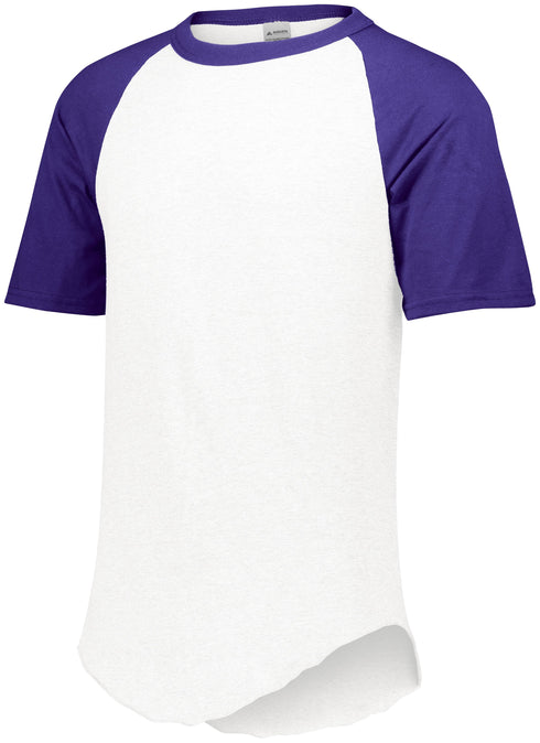 Augusta Sportswear Short Sleeve Baseball Jersey (423), Color 'White/Purple'