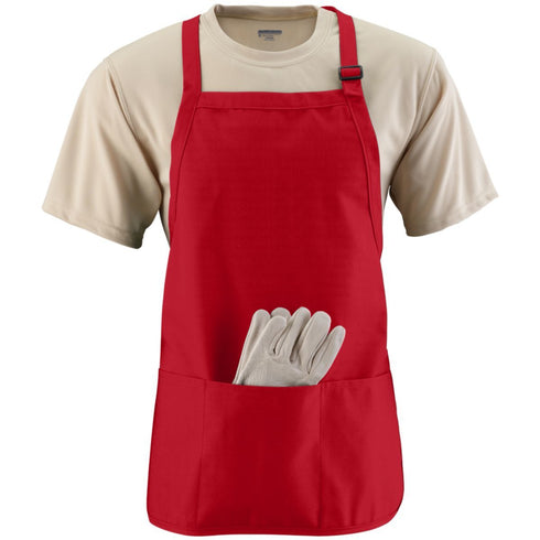 Augusta Sportswear Medium Length Apron With Pouch (4250), Color 'Red'