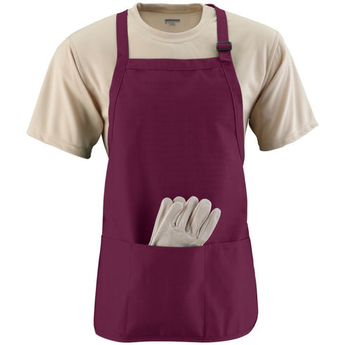 Augusta Sportswear Medium Length Apron With Pouch (4250), Color 'Maroon'