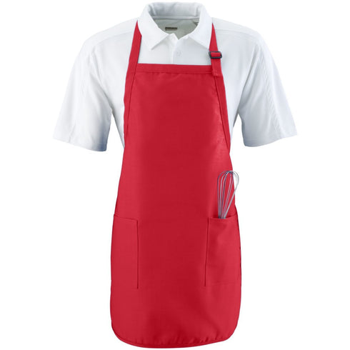 Augusta Sportswear Full Length Apron With Pockets (4350), Color 'Red'