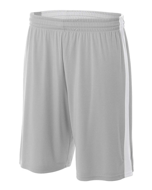 A4 Youth Reversible Moisture Management 8" Short (NB5284), Color 'Silver/White'