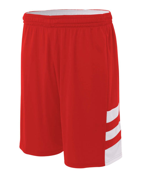 A4 8" Reversible Speedway Short (NB5334), Color 'Scarlet/White'
