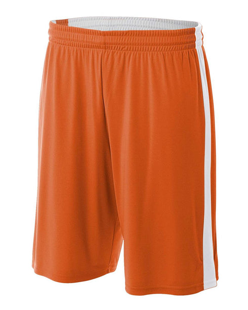 A4 Youth Reversible Moisture Management 8" Short (NB5284), Color 'Orange/White'