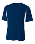 A4 Cooling Performance Color Blocked Short Sleeve Crew (N3181), Color 'Navy/White'