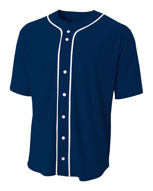 A4 Youth Full Button Stretch Mesh Baseball Jersey (NB4184), Color 'Navy'