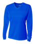 A4 Women's Long Sleeve V-Neck Birds Eye Mesh Tee (NW3255), Color 'Royal'