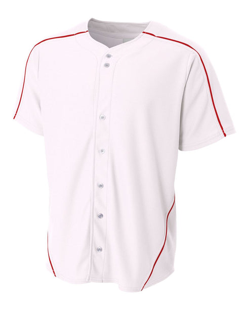 A4 Men's Warp Knit Baseball Jersey (N4214), Color 'White/Scarlet'