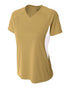 A4 Women's Color Block Performance V-Neck (NW3223), Color 'Vegas Gold/White'