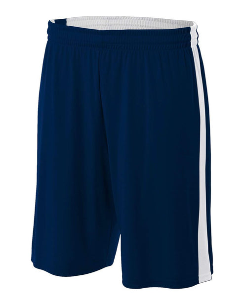 A4 Youth Reversible Moisture Management 8" Short (NB5284), Color 'Navy/White'