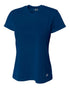 A4 Women's Short Sleeve V-Neck Birds Eye Mesh Tee (NW3254), Color 'Navy'