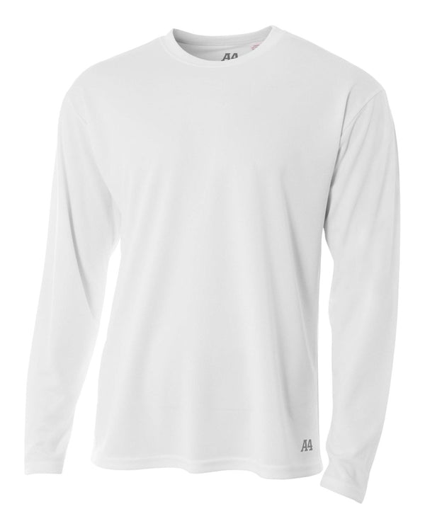 A4 Men's Long Sleeve Crew Birds Eye Mesh Tee