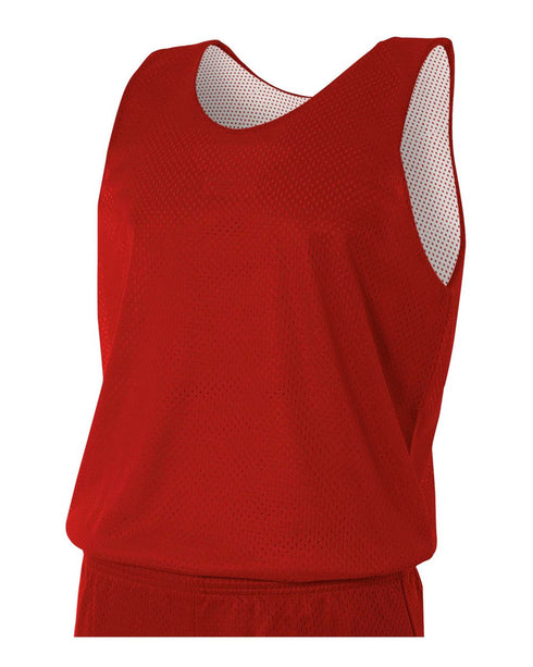 A4 Youth Reversible Mesh Tank (N2206), Color 'Scarlet/White'