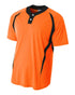 A4 2-Button Color Blocked Baseball Henley (N4229), Color 'Orange/Black'