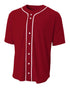 A4 Short Sleeve Full Button Baseball Top (N4184), Color 'Cardinal'