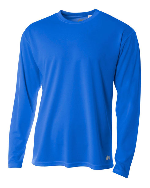 A4 Men's Long Sleeve Crew Birds Eye Mesh Tee (N3253), Color 'Royal'