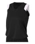 A4 Women's Moisture Management V-Neck Muscle (NW2340), Color 'Black/White'