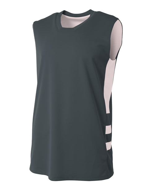 A4 Youth Reversible Speedway Muscle Tee (NB2349), Color 'Graphite/White'