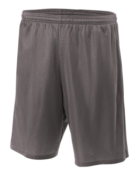 A4 9" Lined Tricot Mesh Short (N5296), Color 'Graphite'