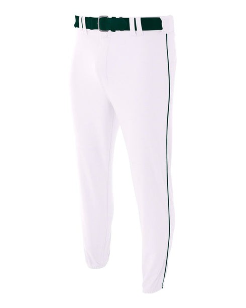 A4 Pro Style Elastic Bottom Baseball Pant (N6178), Color 'White/Forest'