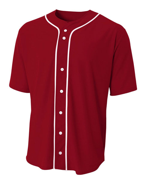 A4 Youth Full Button Stretch Mesh Baseball Jersey (NB4184), Color 'Cardinal'