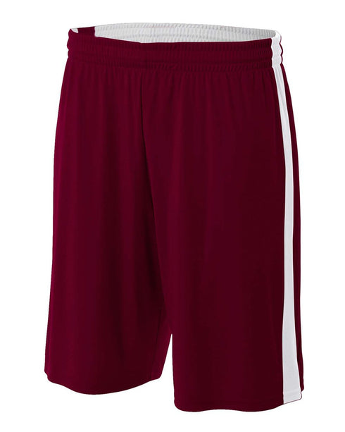 A4 Youth Reversible Moisture Management 8" Short (NB5284), Color 'Maroon/White'