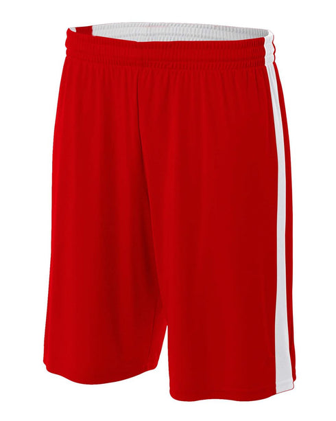 A4 Youth Reversible Moisture Management 8" Short (NB5284), Color 'Scarlet/White'